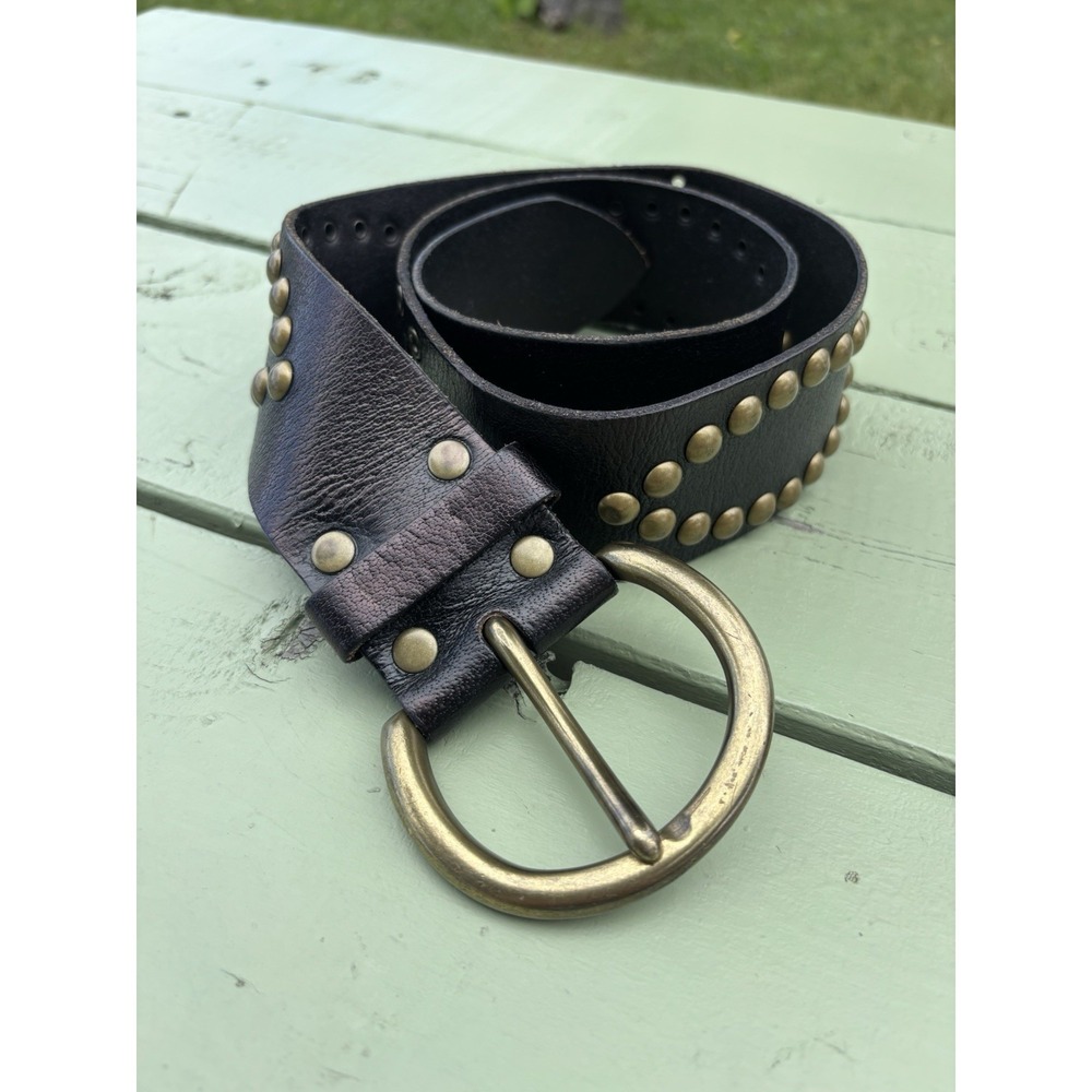 Linea Pelle Y2K Studded Wide Belt Festival Leather Grunge Fairy Chunky